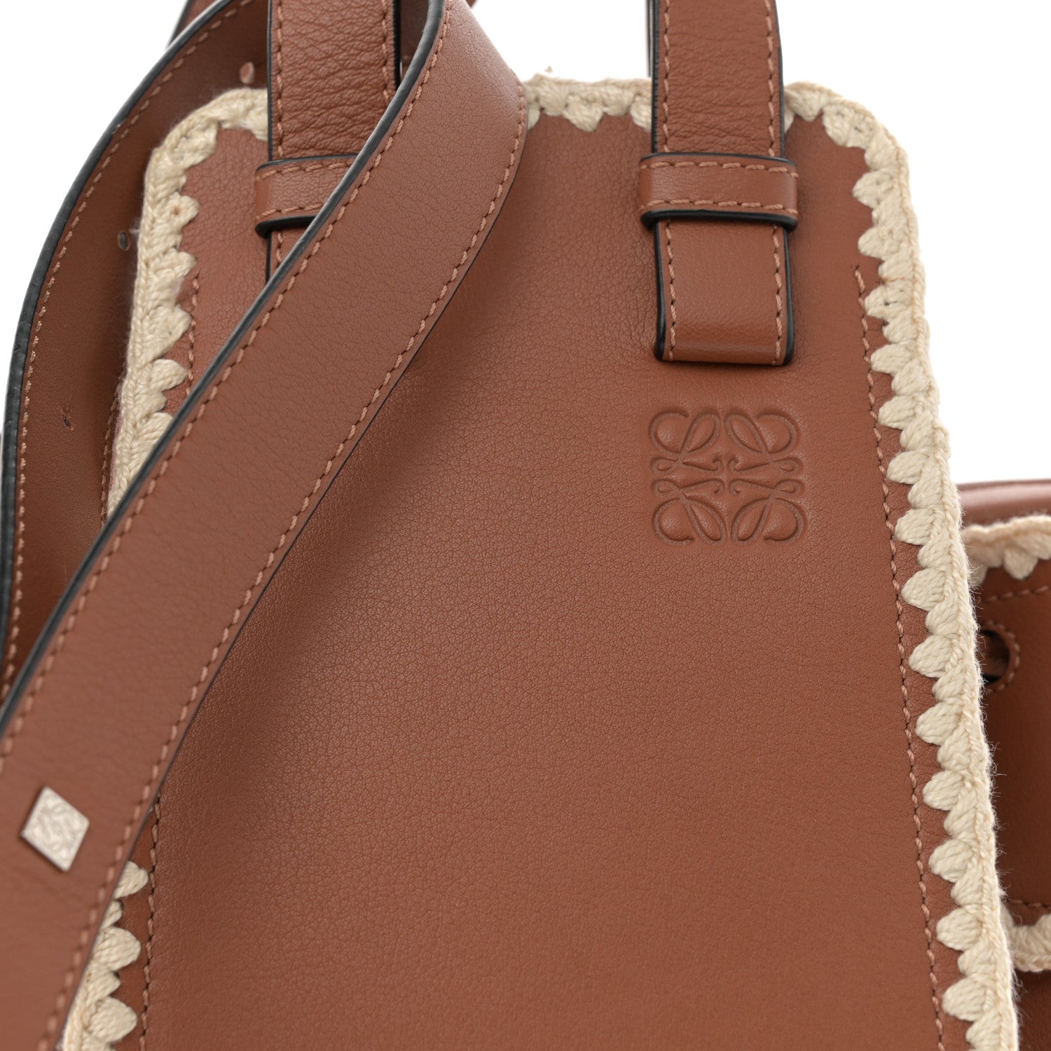Loewe Calfskin Small Crochet Trim Hammock Shoulder Bag Tan 8 of 10