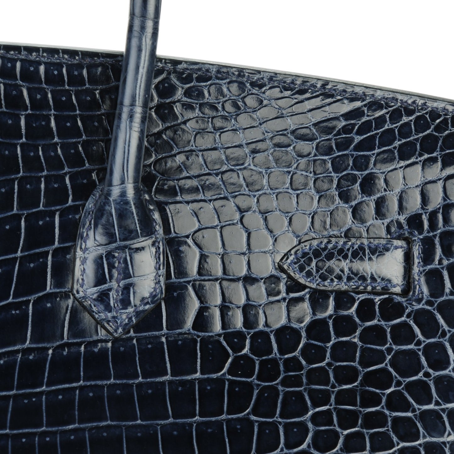 Shiny Porosus Crocodile Birkin 35 Bleu Abysse