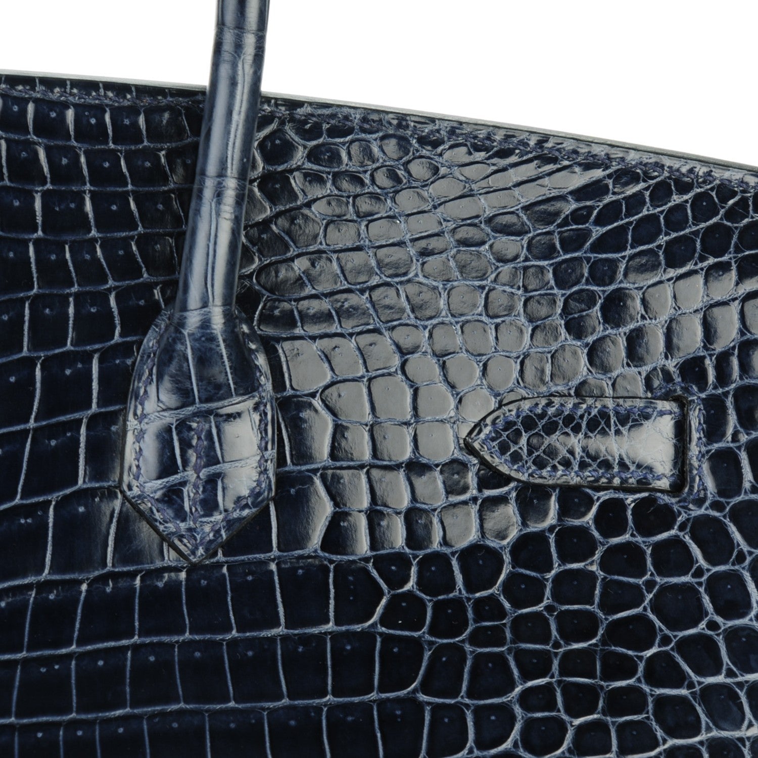Hermes Shiny Porosus Crocodile Birkin 35 Bleu Abysse 27 of 27