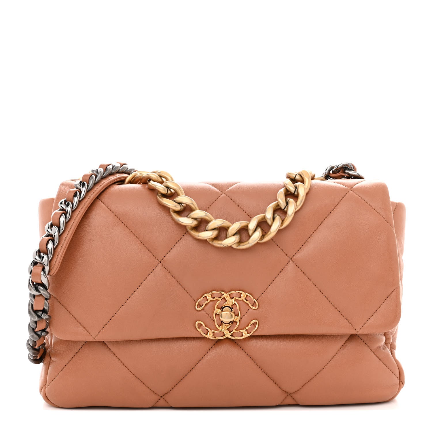 Chanel Lambskin Quilted Large Chanel 19 Flap Brown 1 of 10