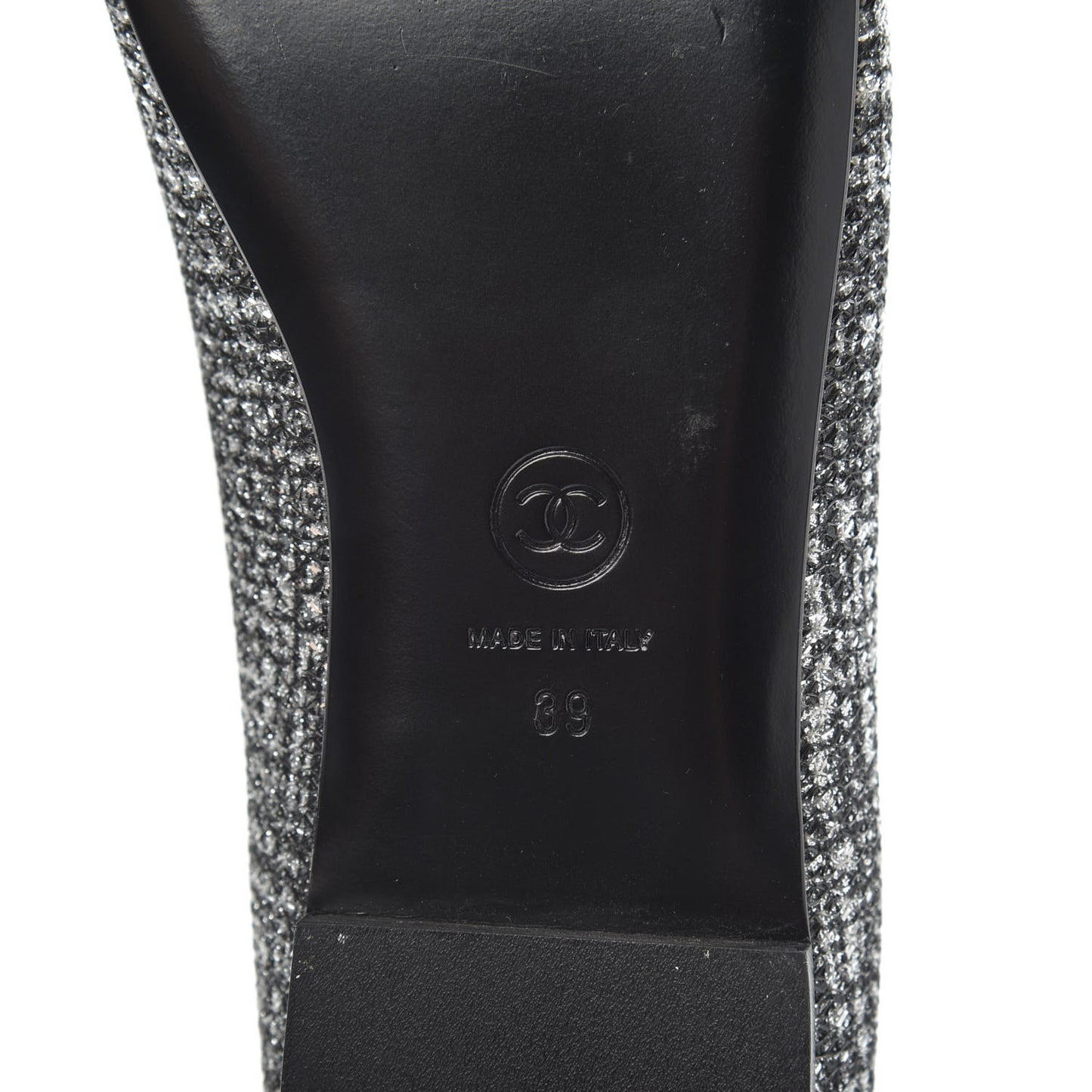 Fantasy Fabric Grosgrain CC Mocassin Loafers 39 Silver Black