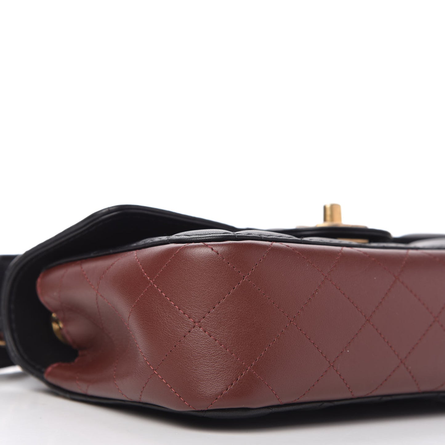 Calfskin Quilted Small Strap Into Flap Bag Black Brown