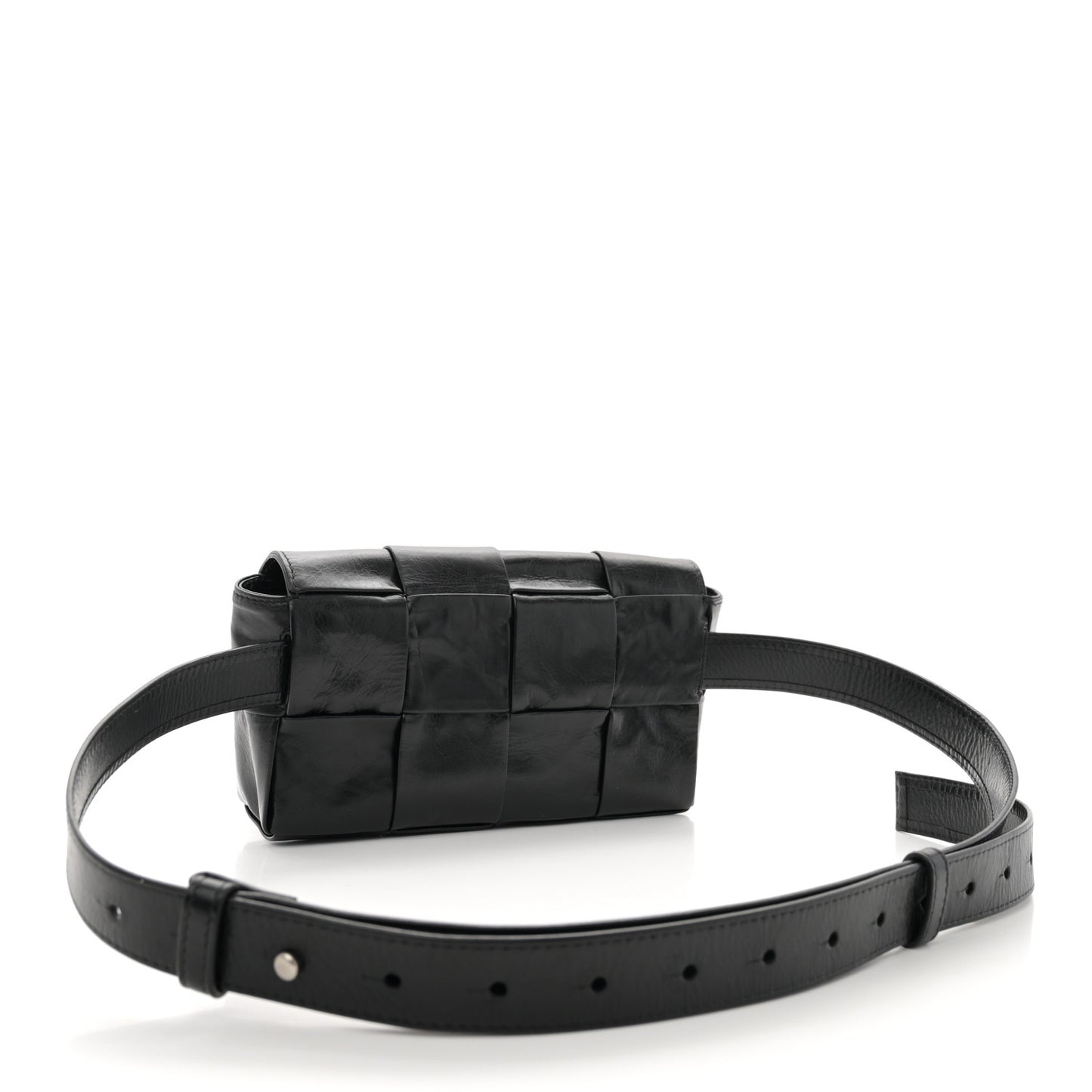 Paper Calfskin Maxi Intreccio The Belt Cassette Bag Black