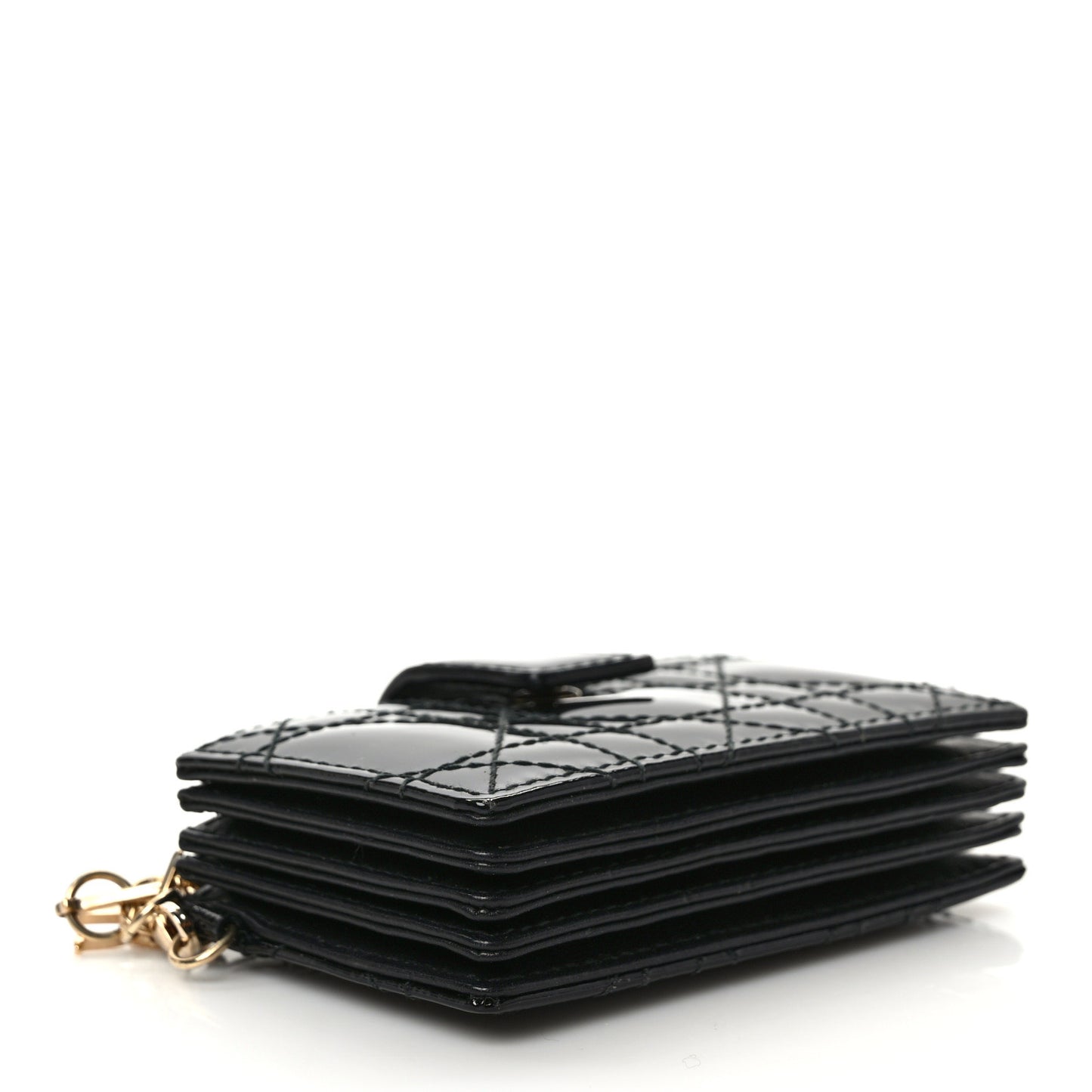 Patent Cannage Lady Dior 5-Gusset Card Holder Black