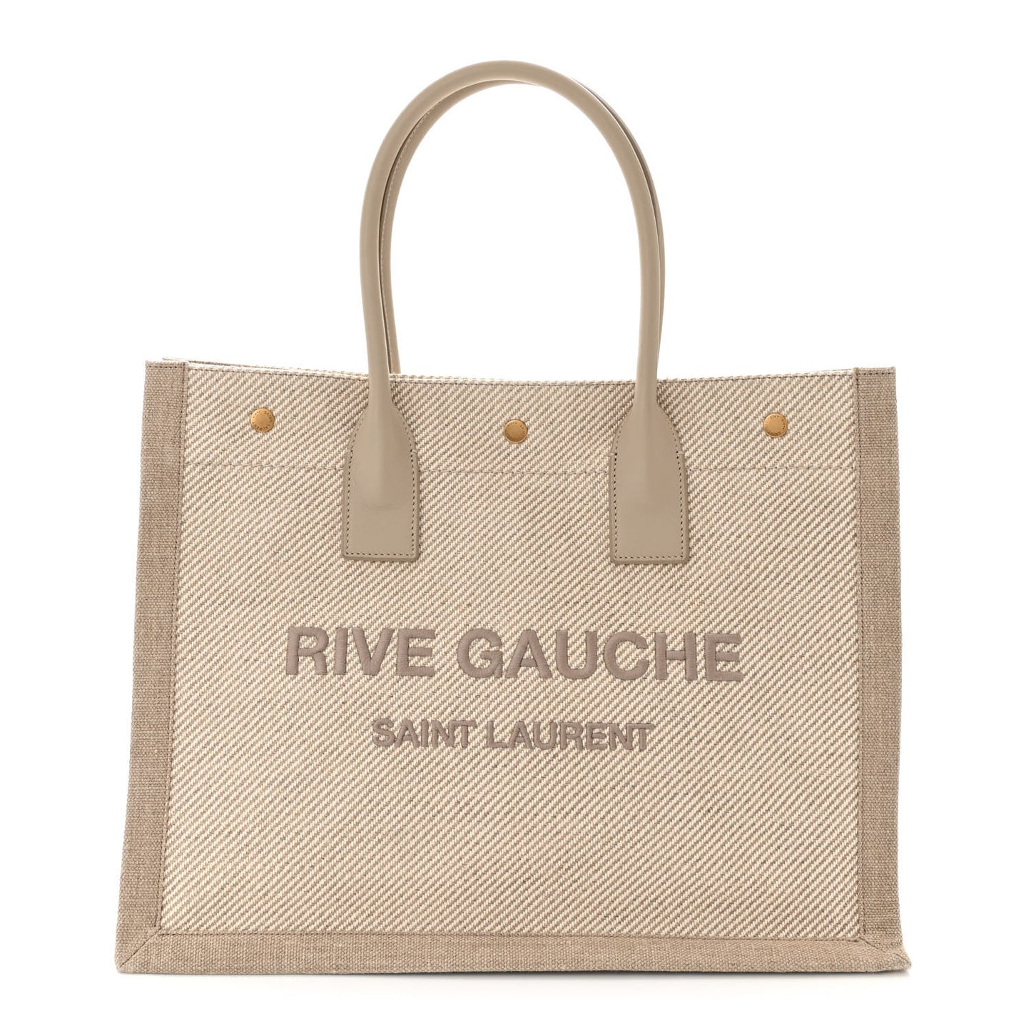 Linen Calfskin Small Rive Gauche Tote Beige Sea Salt