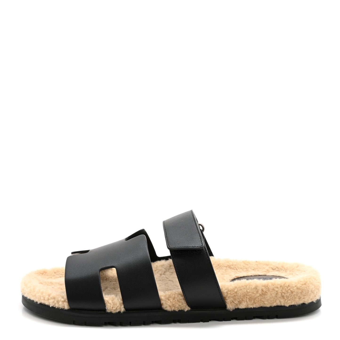 Calfskin Woolskin Mens Chypre Sandals 45 Black Ecru