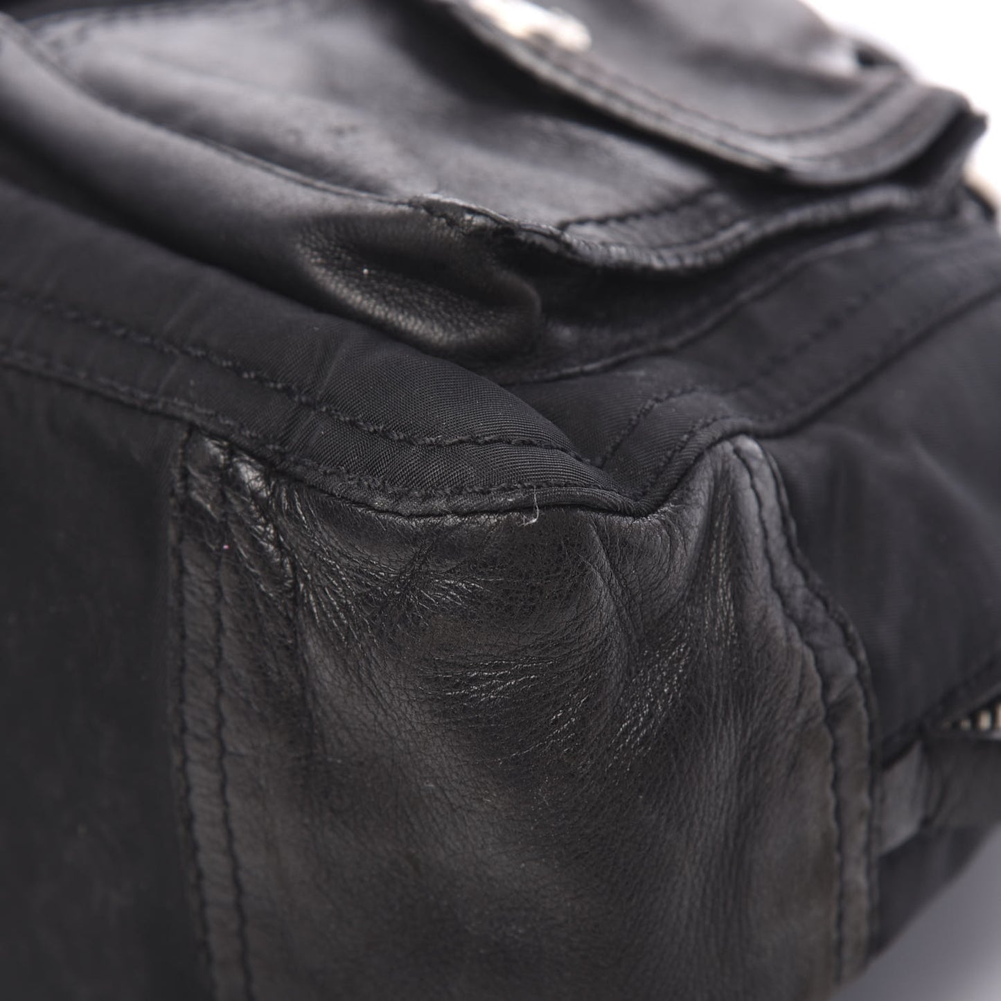 Nappa Tessuto Nylon Shoulder Bag Black