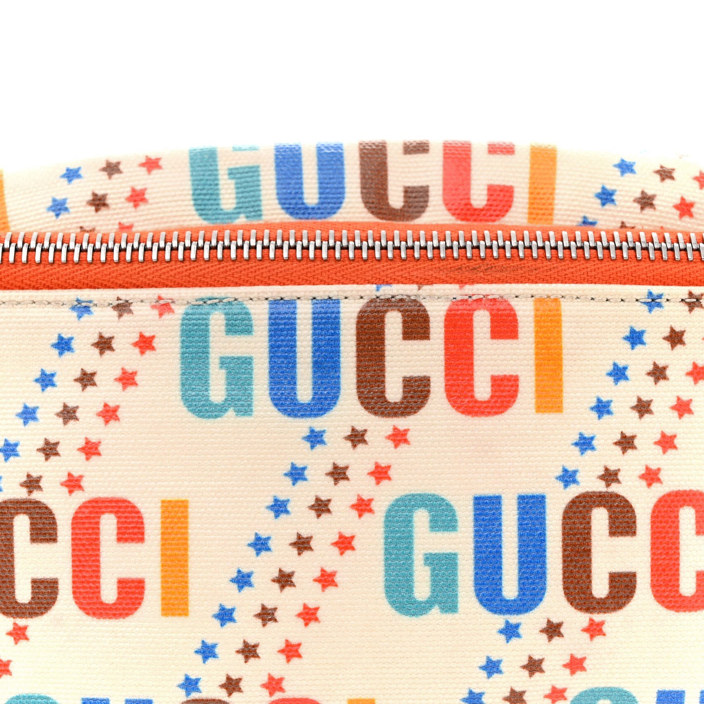 Coated Canvas Logo Star Print Childrens Belt Bag Beige Multicolor Vibrant Orange