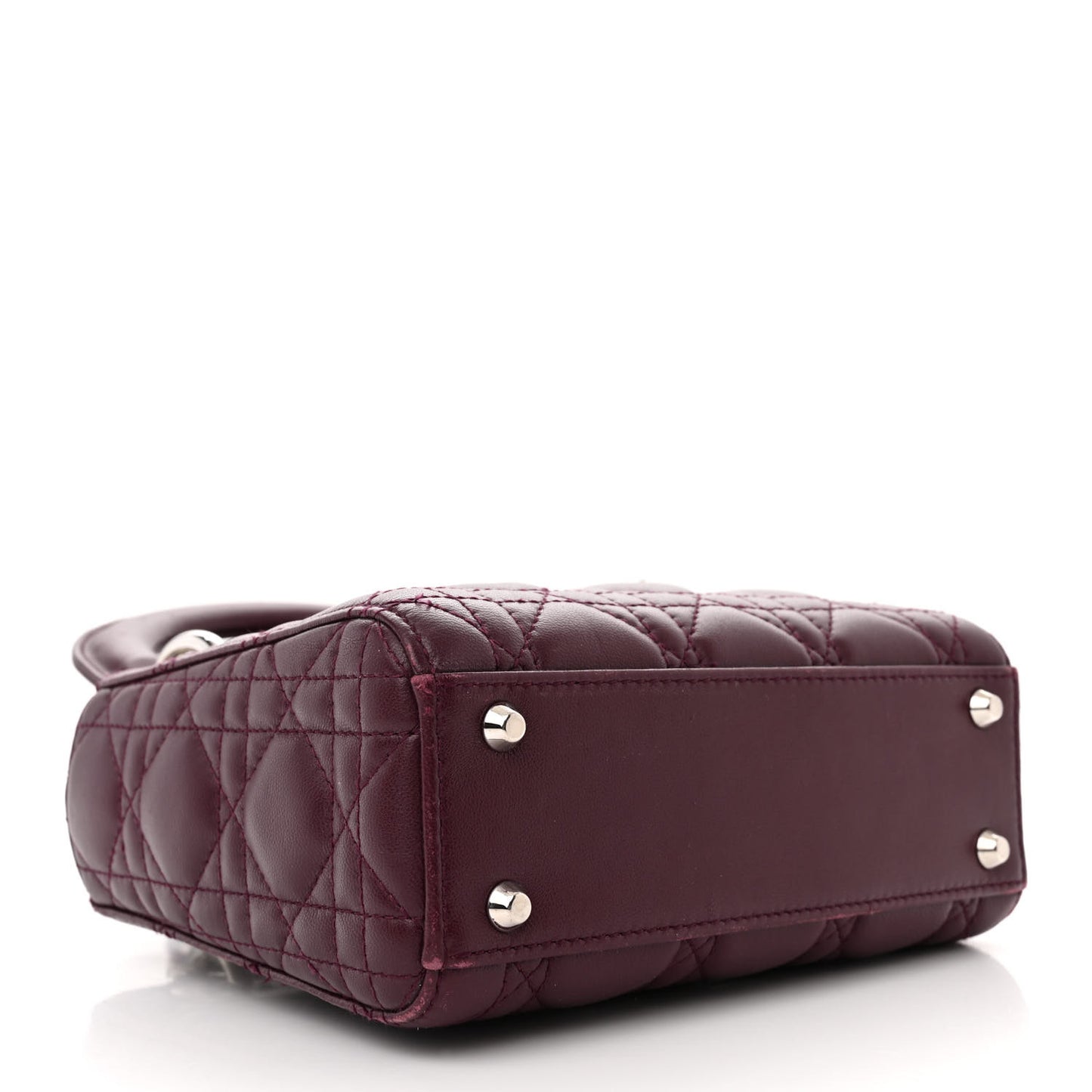 Lambskin Cannage Crystal Mini Lady Dior Plum