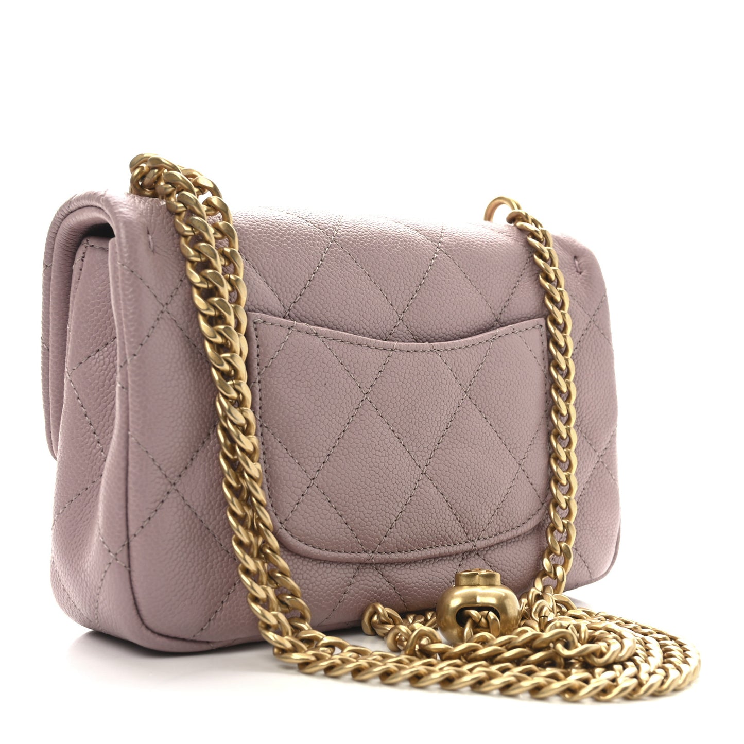 Caviar Quilted Mini Rectangular Sweetheart Flap Lilac