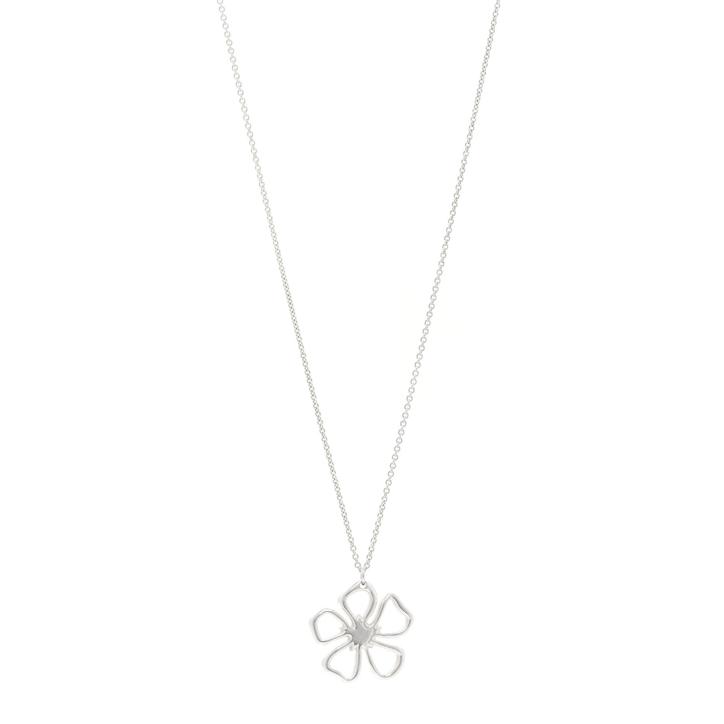 Sterling Silver Open Flower Pendant Necklace