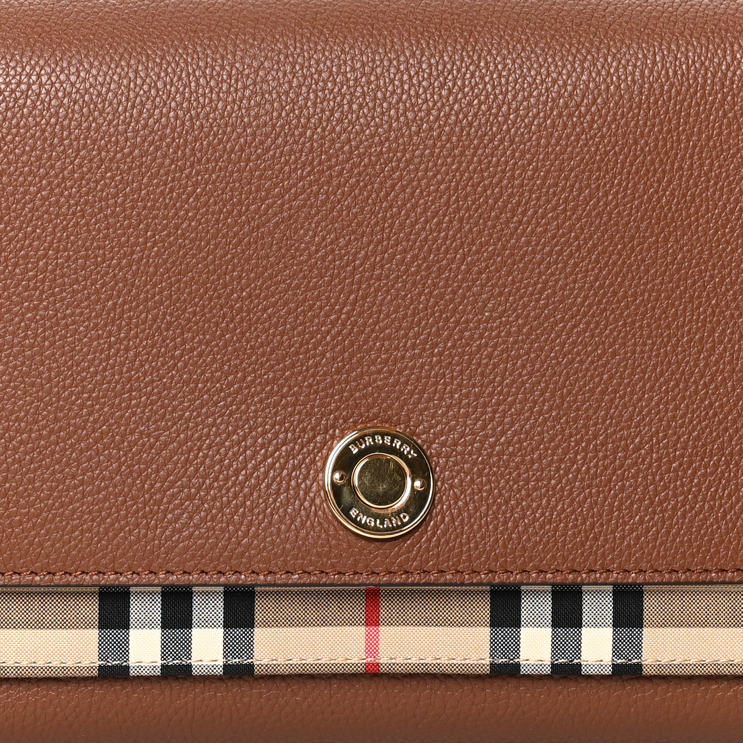 Burberry Calfskin Vintage Check Note Crossbody Bag Tan 6 of 8