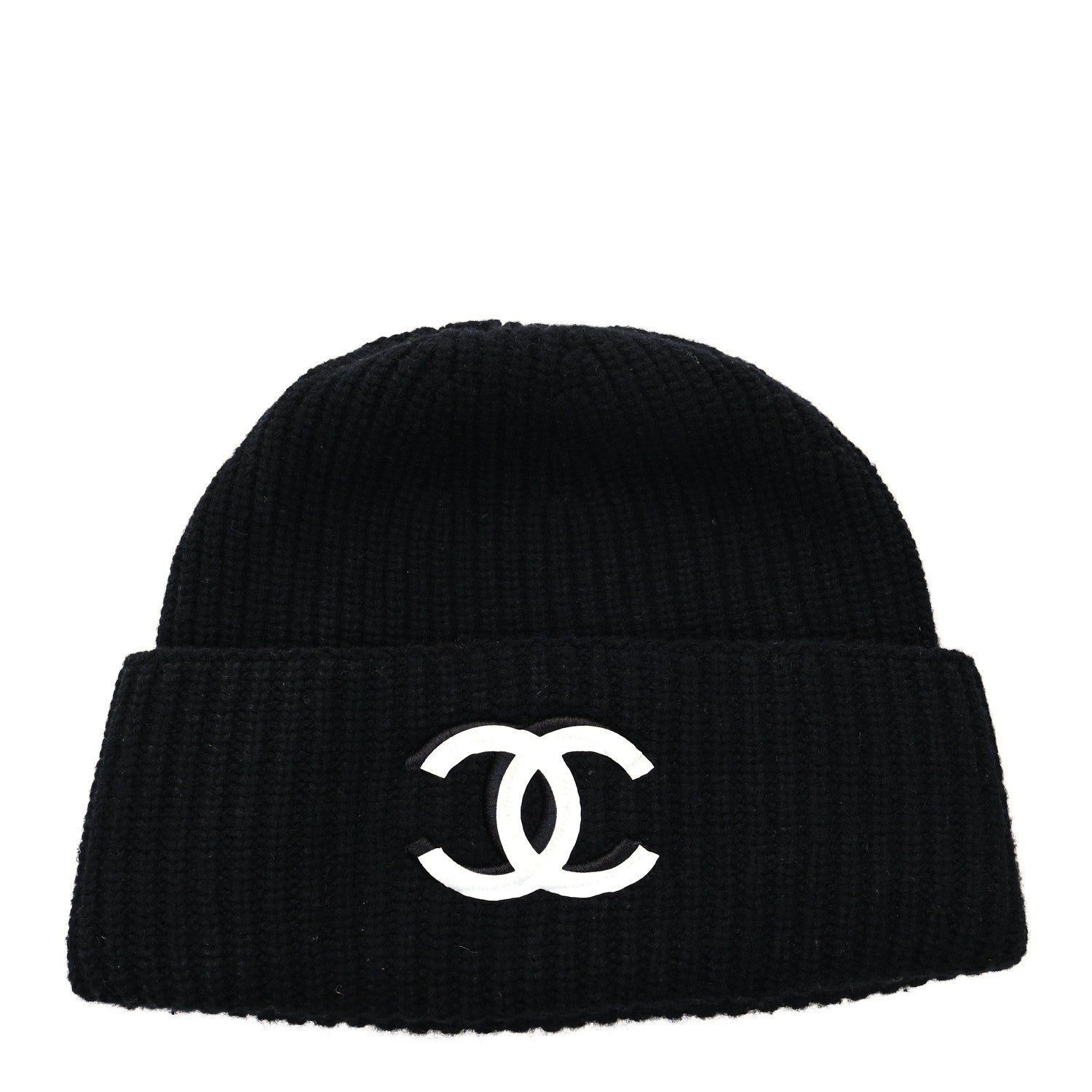Chanel Knit Cap Wool 70 Cashmere 30 Black Chanel Cashmere CC Beanie Hat Black 1866912 – FASHIONPHILE main image 2