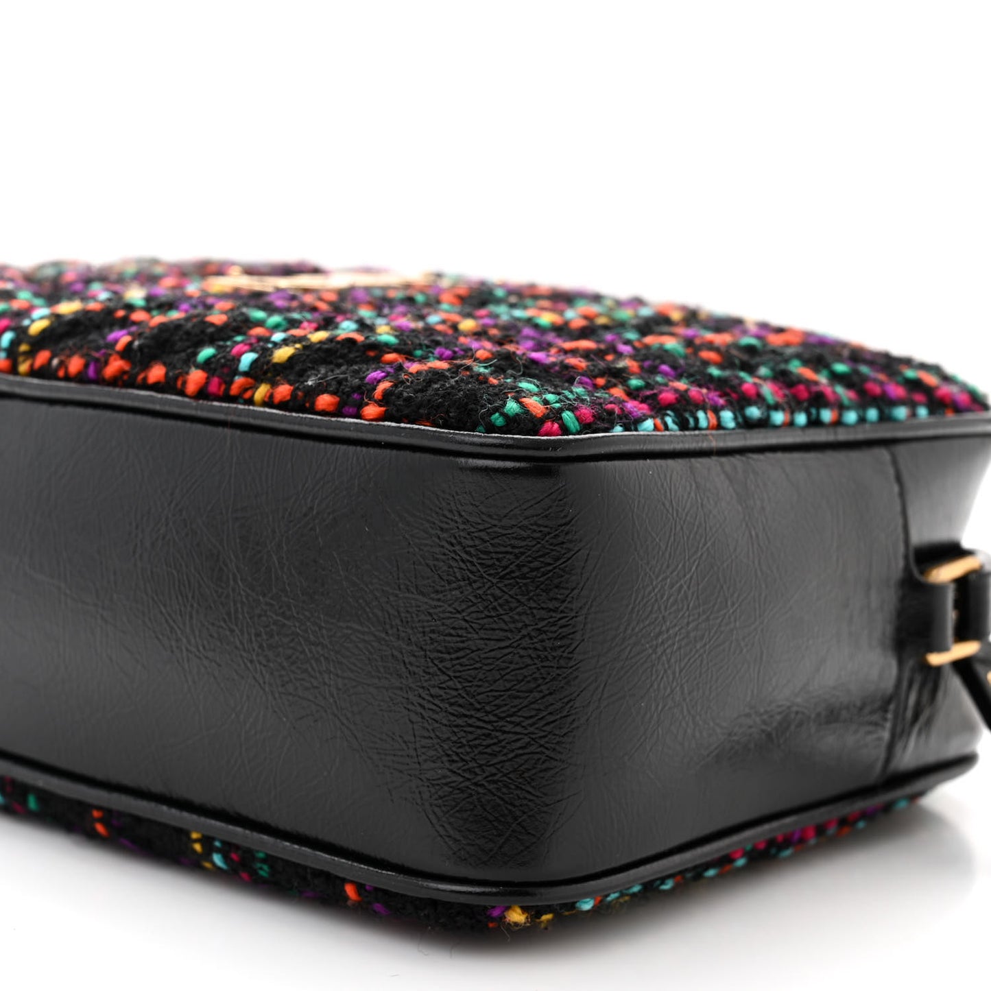 Tweed Calfskin Monogram Lou Camera Bag Black