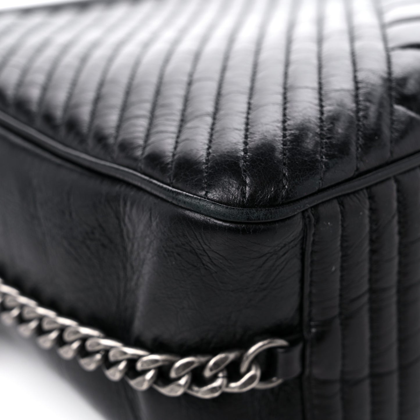 Glazed Calfskin Coco Boy Camera Case Black