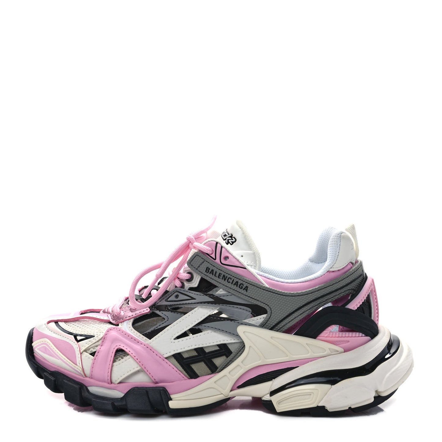 Rubber Mesh Tri-Color Womens Track.2 Open Sneakers 39 Pink Grey White