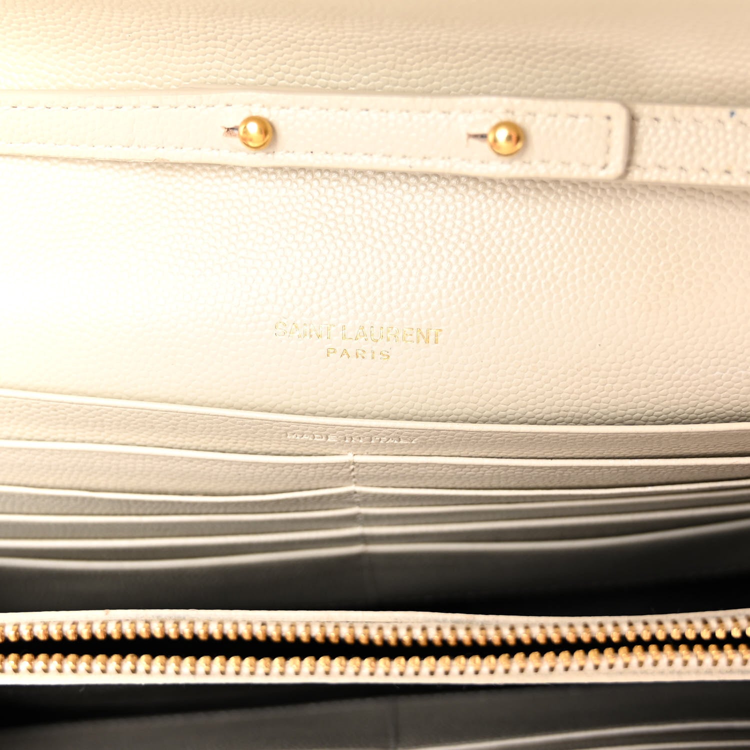 Saint Laurent Grain De Poudre Matelasse Chevron Monogram Chain Wallet Crema Soft 6 of 10