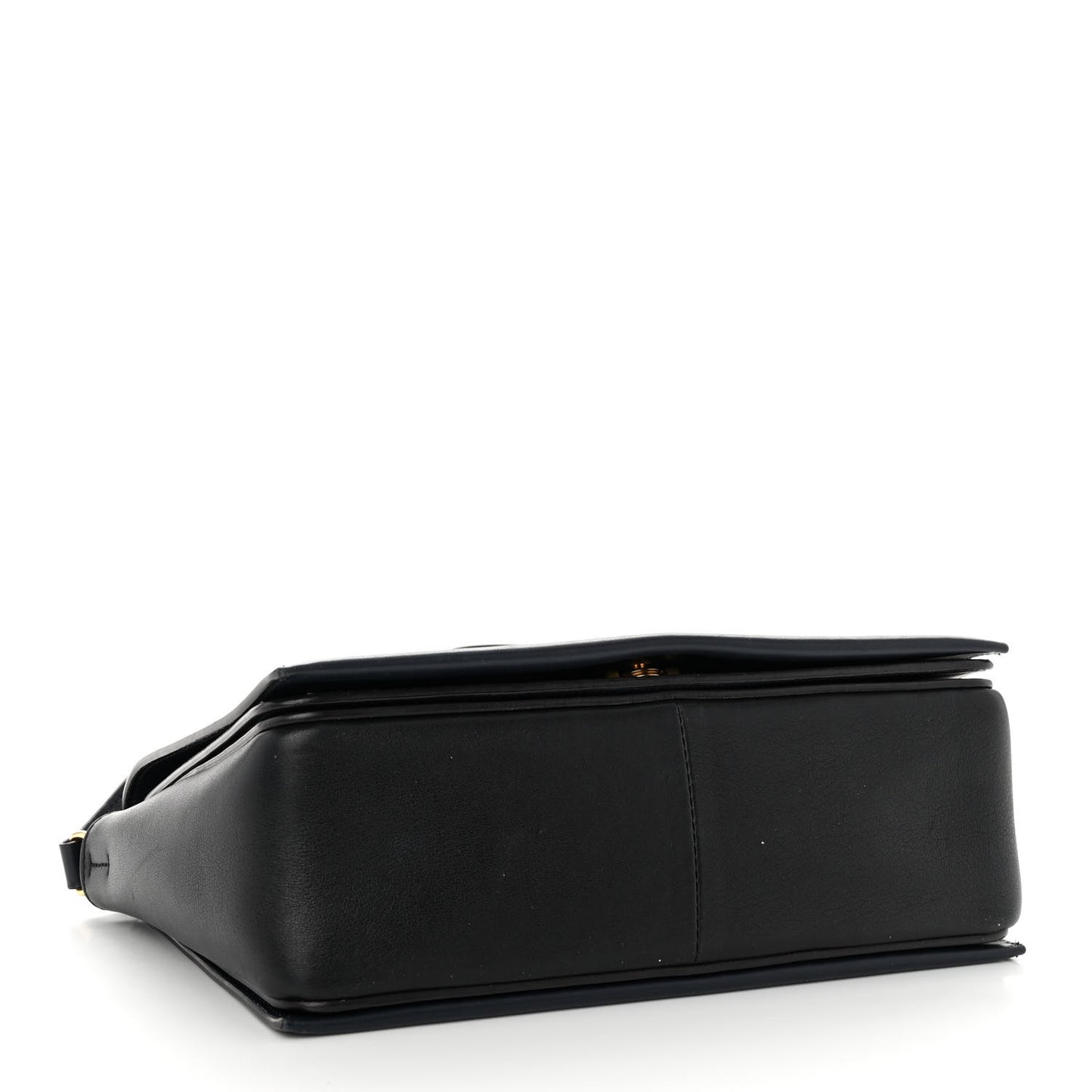 Shiny Smooth Calfskin Medium Frame Shoulder Bag Black Navy