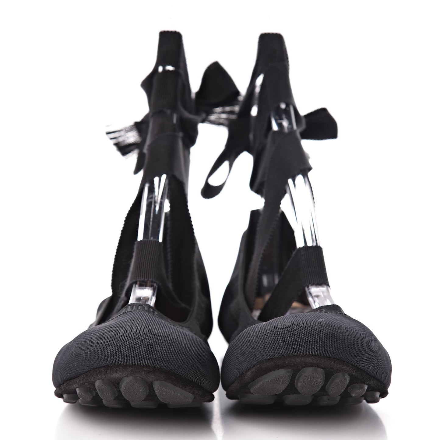 Micro Mesh Academy Lace-Up Ballerina Flats 39 Black