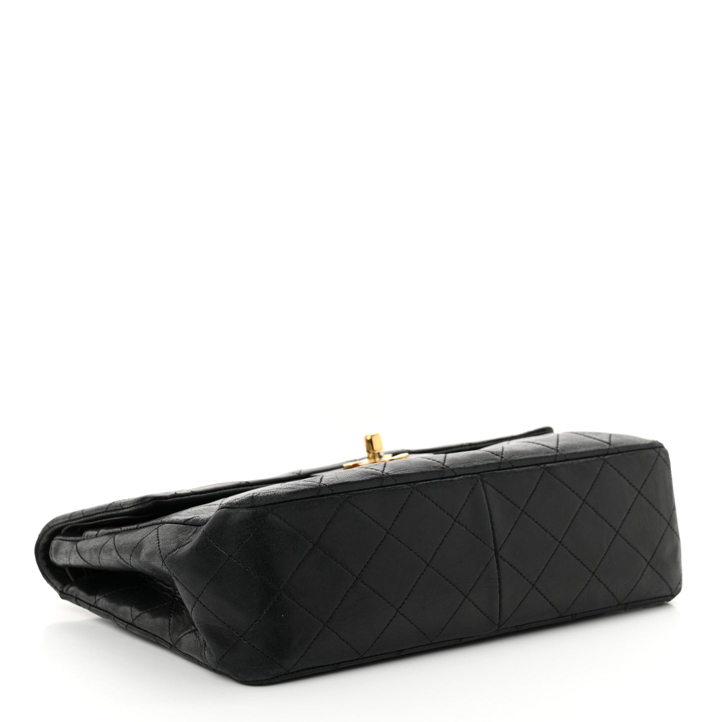 Lambskin Quilted Medium Double Flap Black