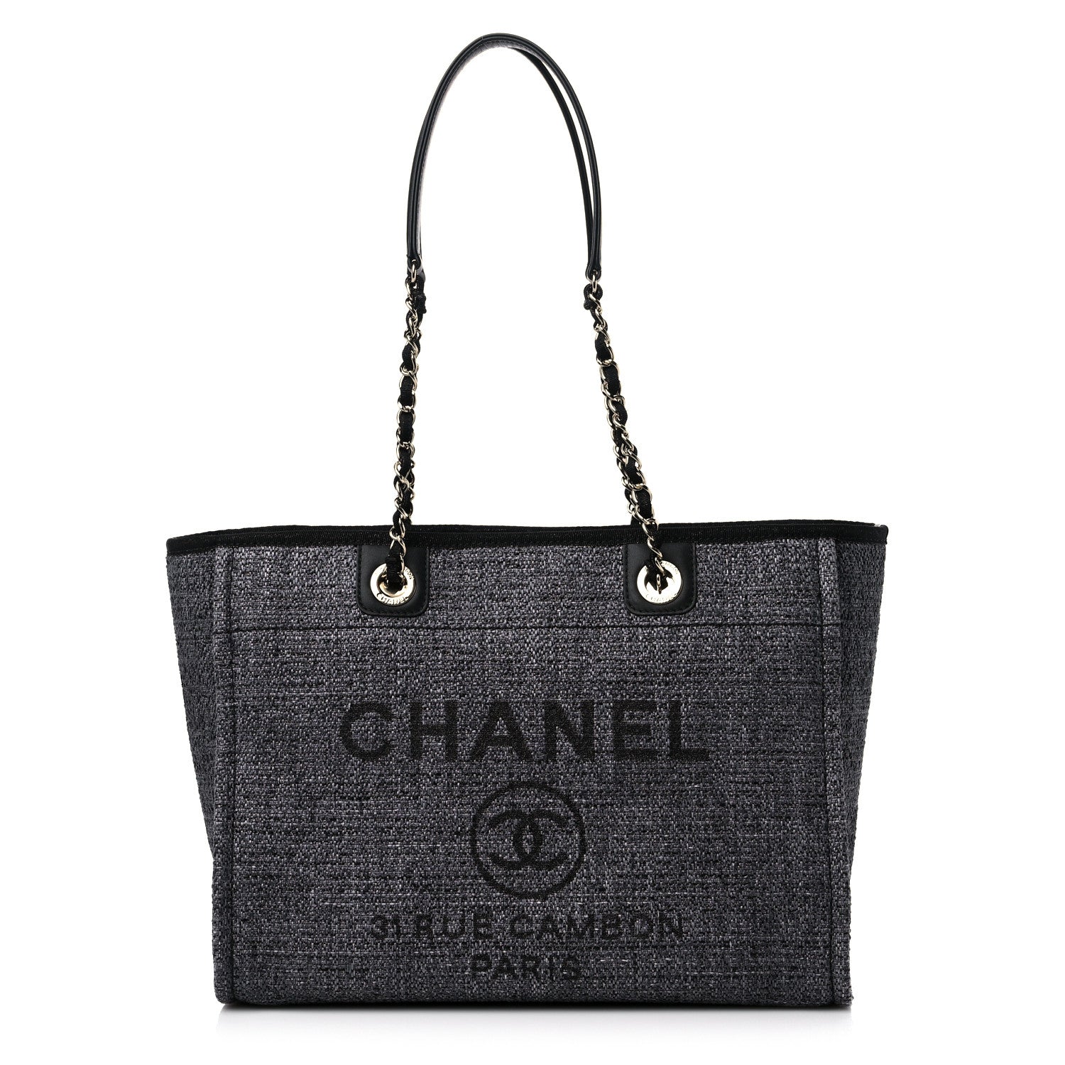 Chanel Lurex Boucle Small Deauville Tote Black 1 of 10