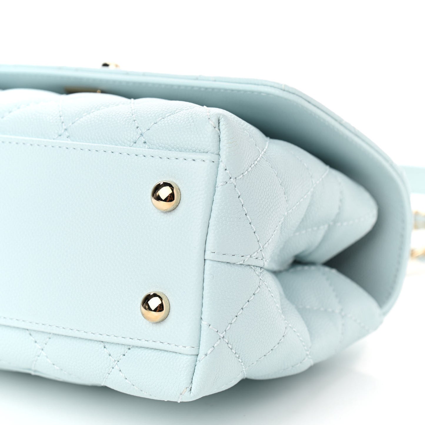 Caviar Quilted Mini Coco Handle Flap Light Blue