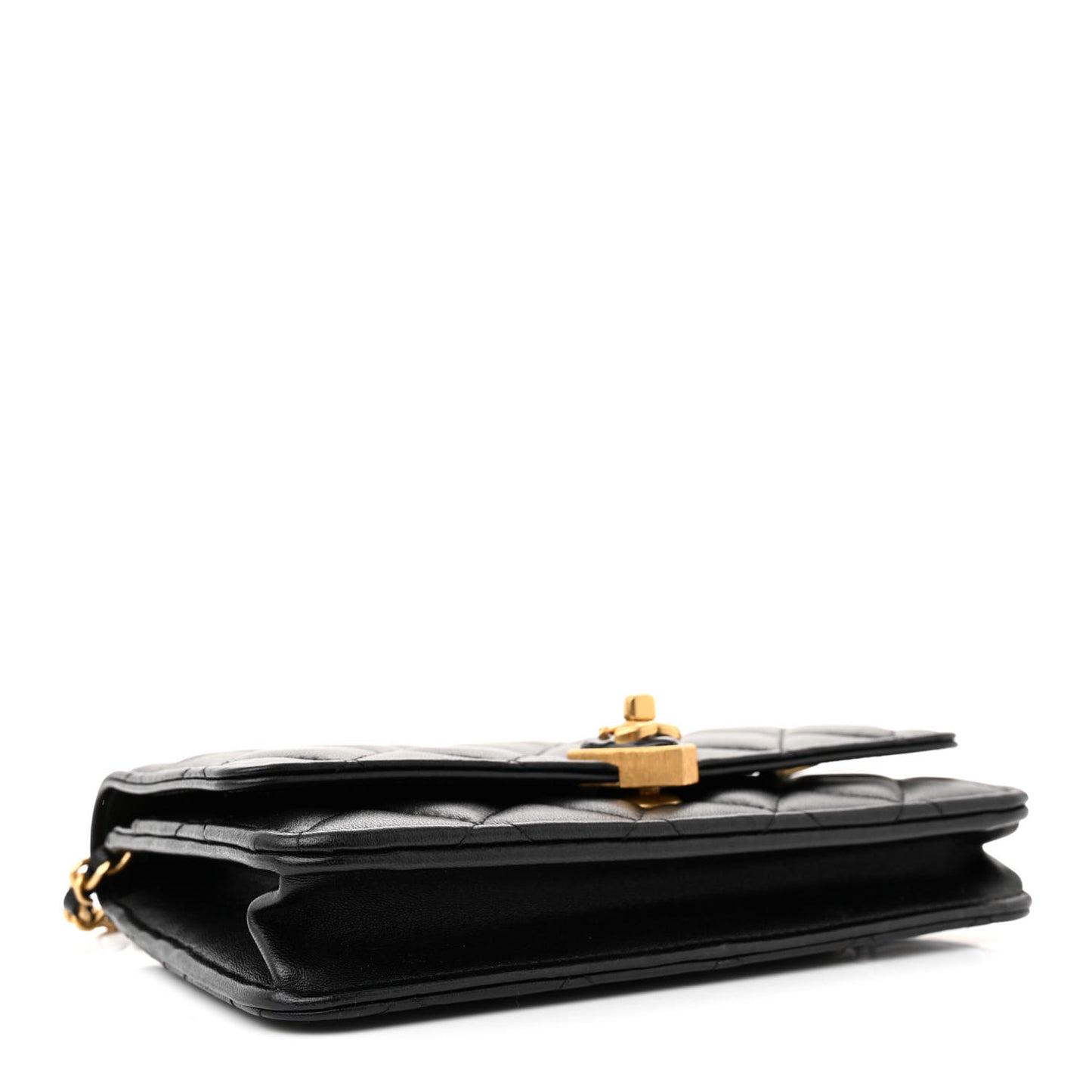 Lambskin Plexiglass Quilted Coco Love Wallet On Chain WOC Black