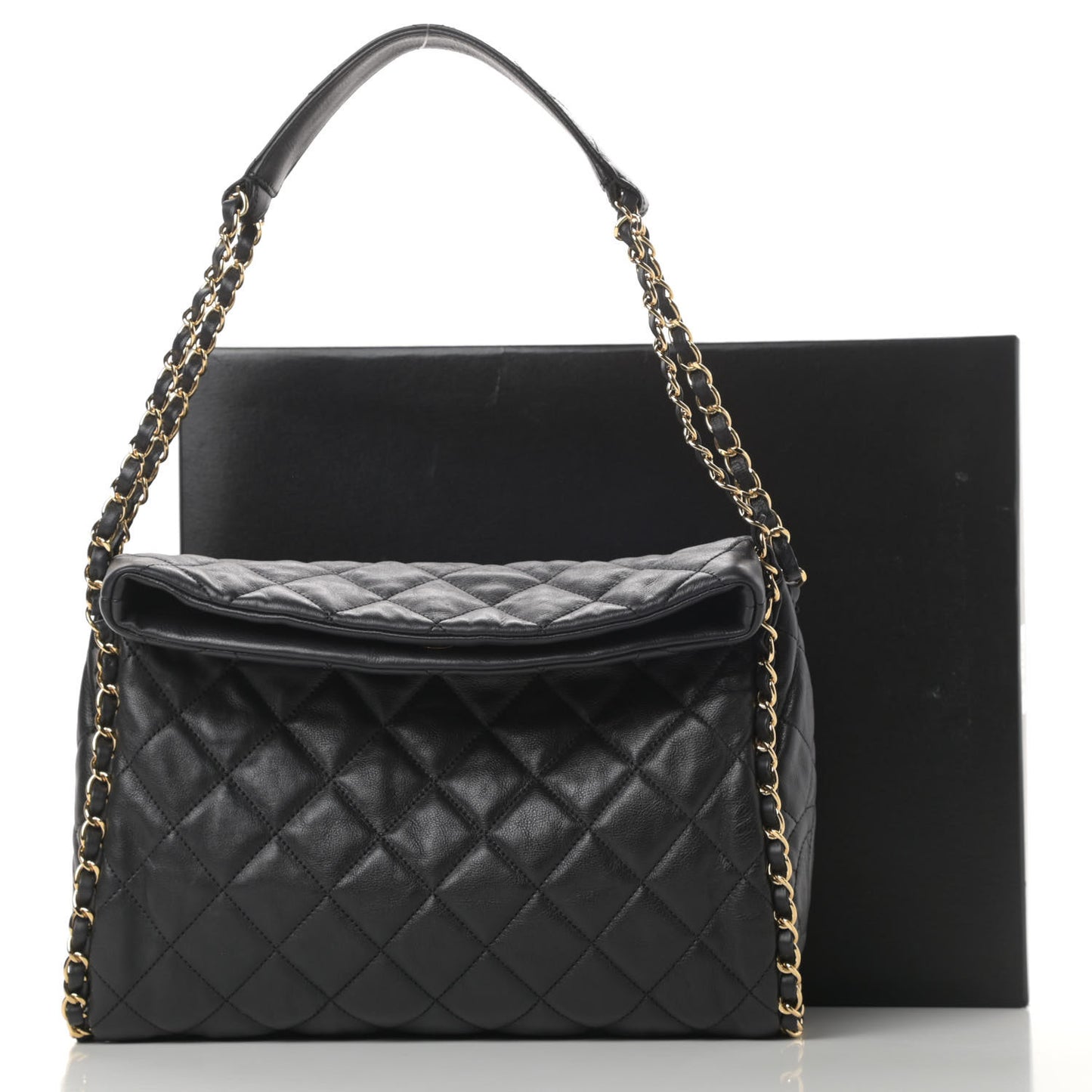 Calfskin Quilted Medium Chain Me Hobo Black