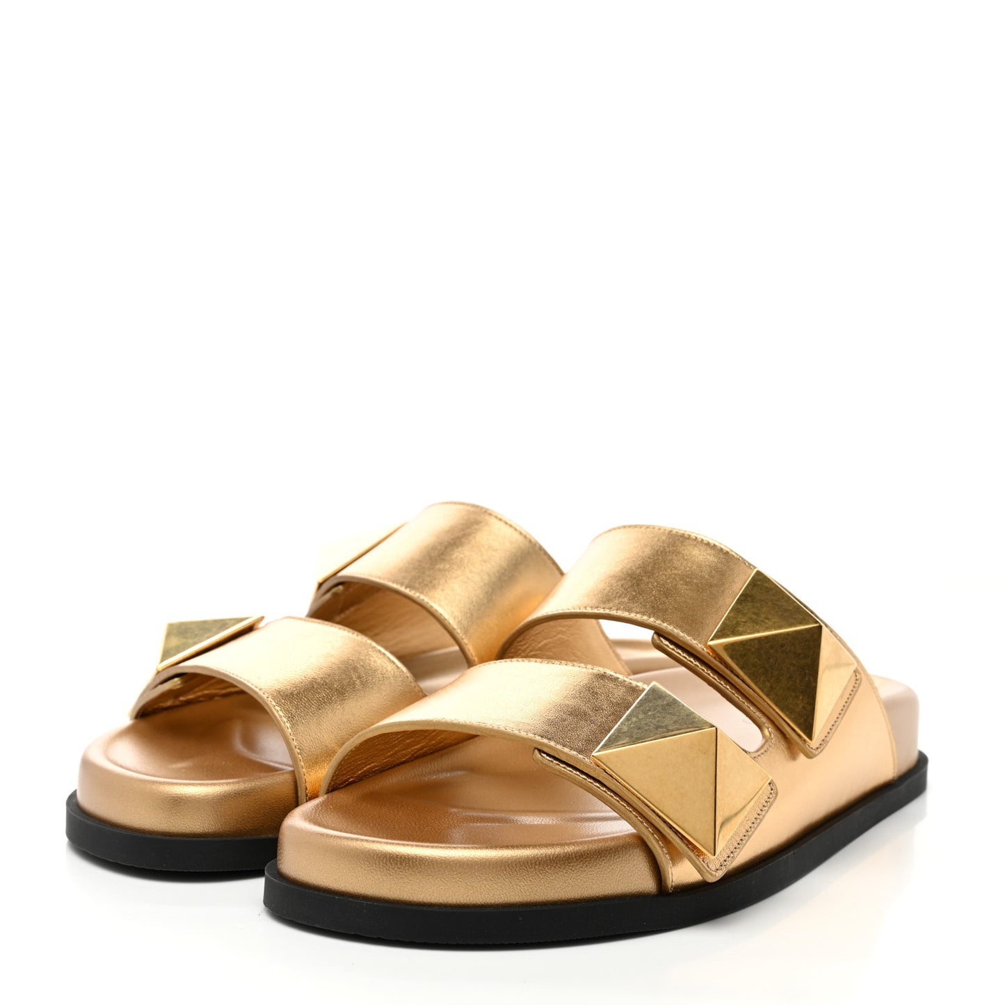 Nappa Roman Stud Slide Sandals 38 Antique Brass