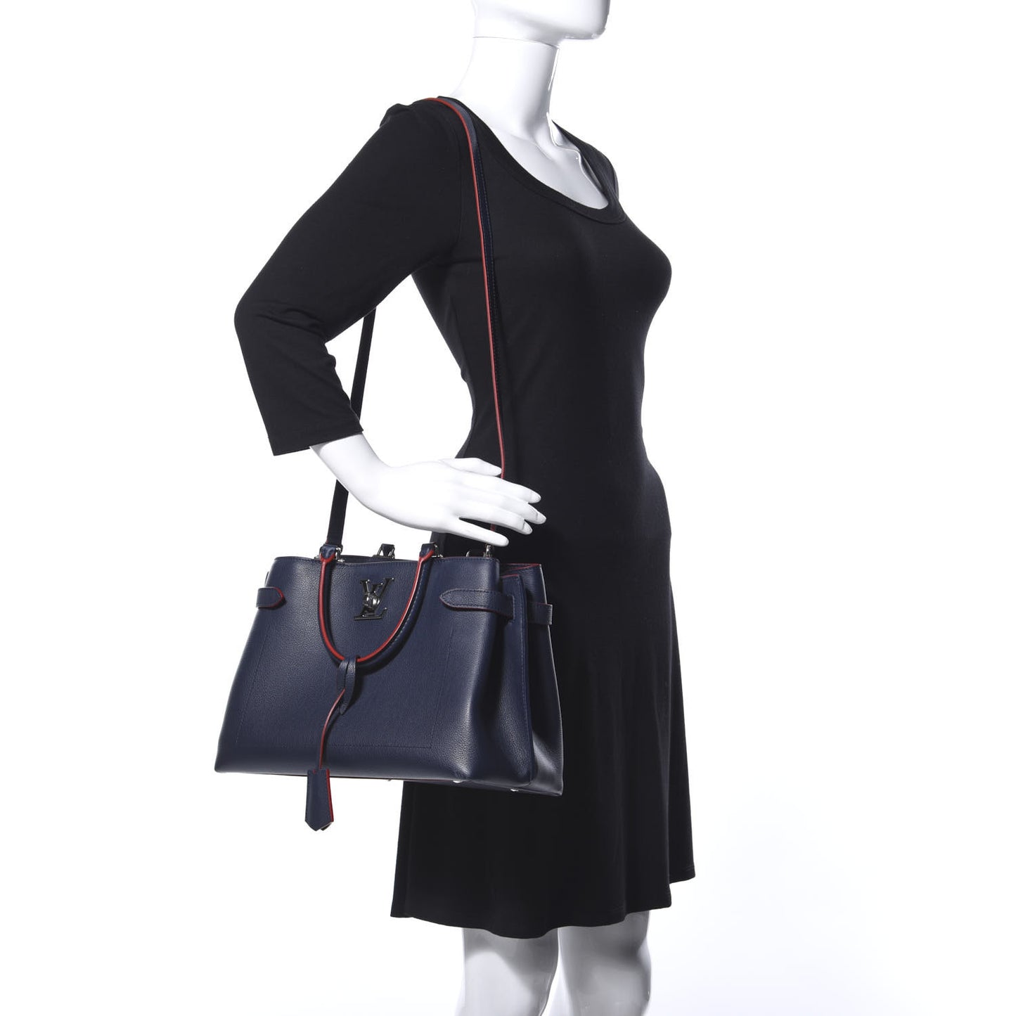 Calfskin Lockme Day Marine Rouge