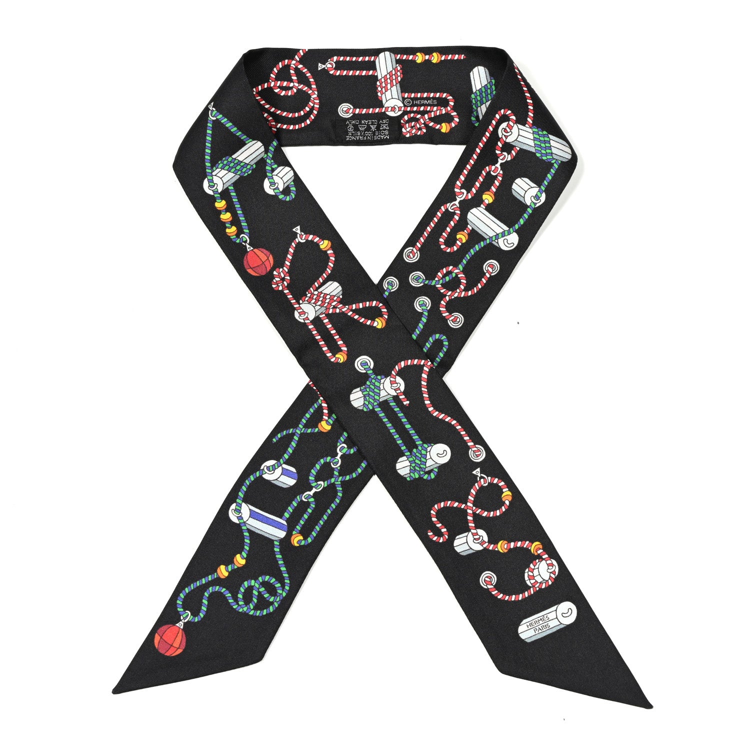 Hermes Silk Cordages Twilly Scarf Black 1 of 4