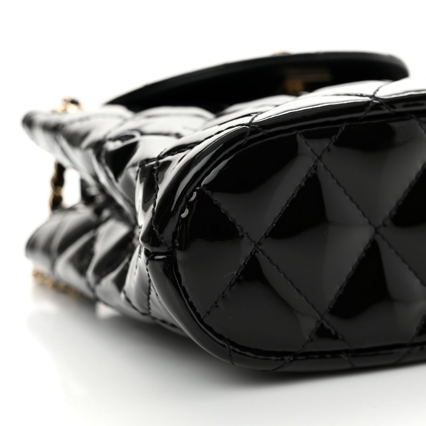 Patent Quilted Shiny Coco Small Flap Hobo Black
