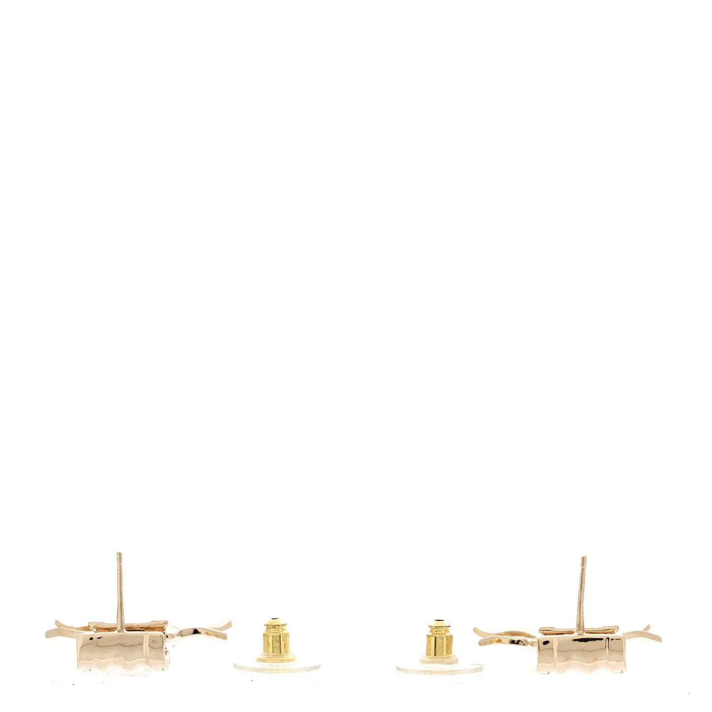 Metal CC Drop Earrings Gold