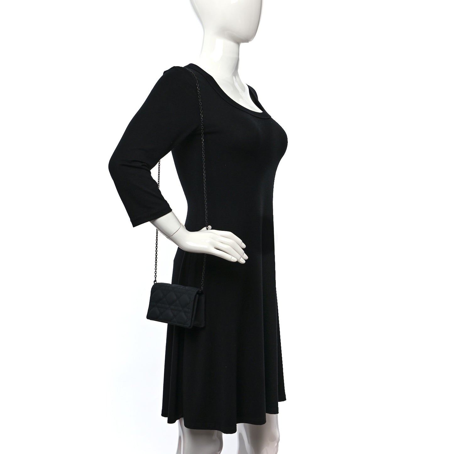 Ultra Matte Calfskin Cannage Nano Lady Dior Pouch Black