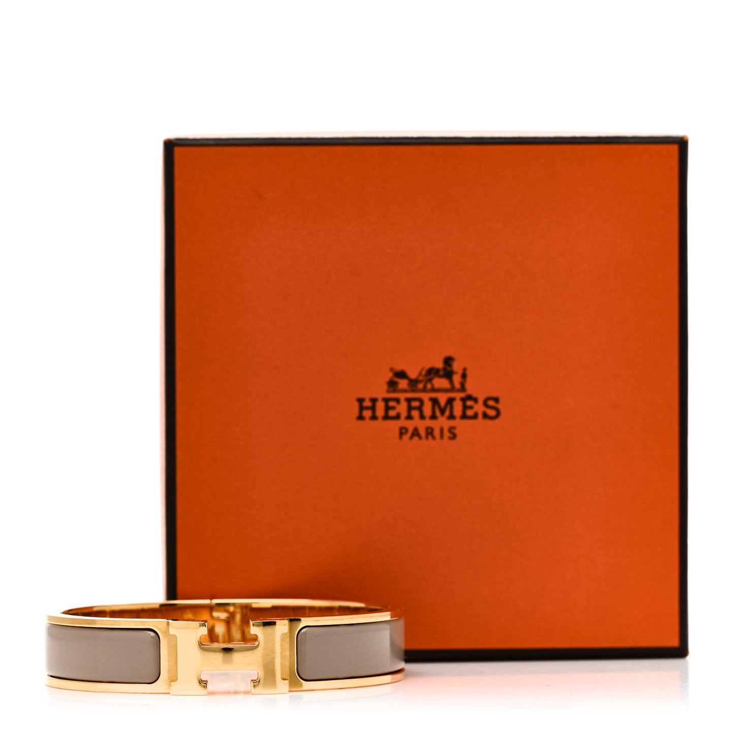 Enamel Narrow Clic Clac H Bracelet PM Marron Glace