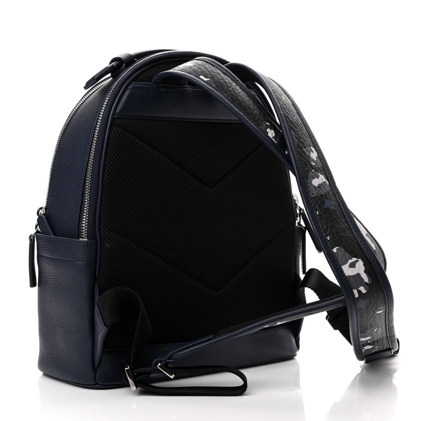 Calfskin Visetos Floral Leopard Klassik Small Stark Backpack Blue Black