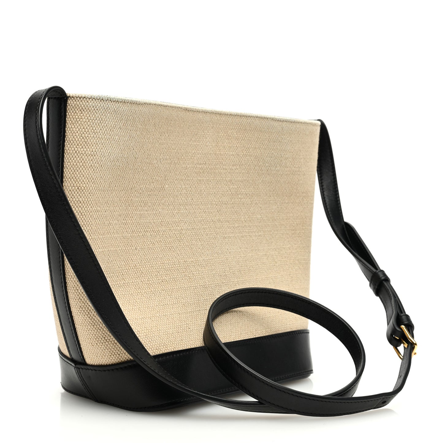 Canvas Calfskin Triomphe Small Bucket Bag Vanilla Black