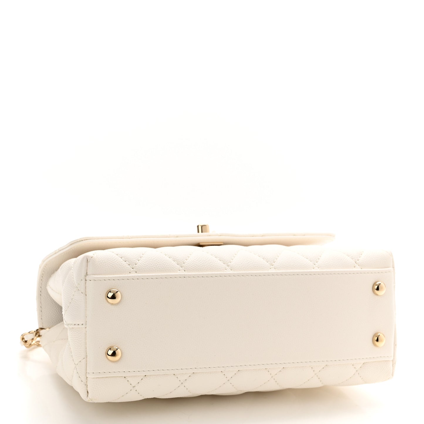 Caviar Quilted Mini Coco Handle Flap White