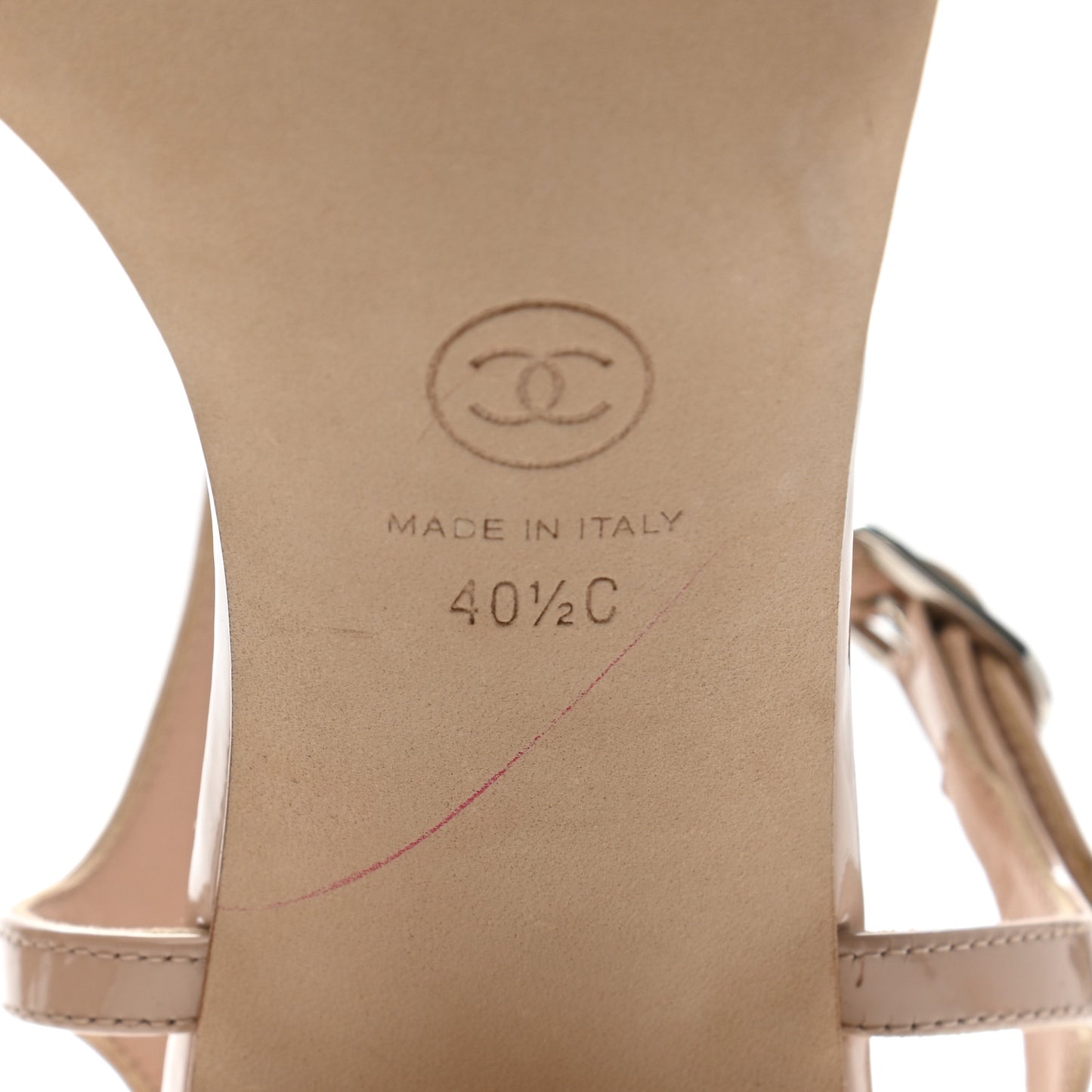 Patent Pearl CC Sandals 40.5 Beige