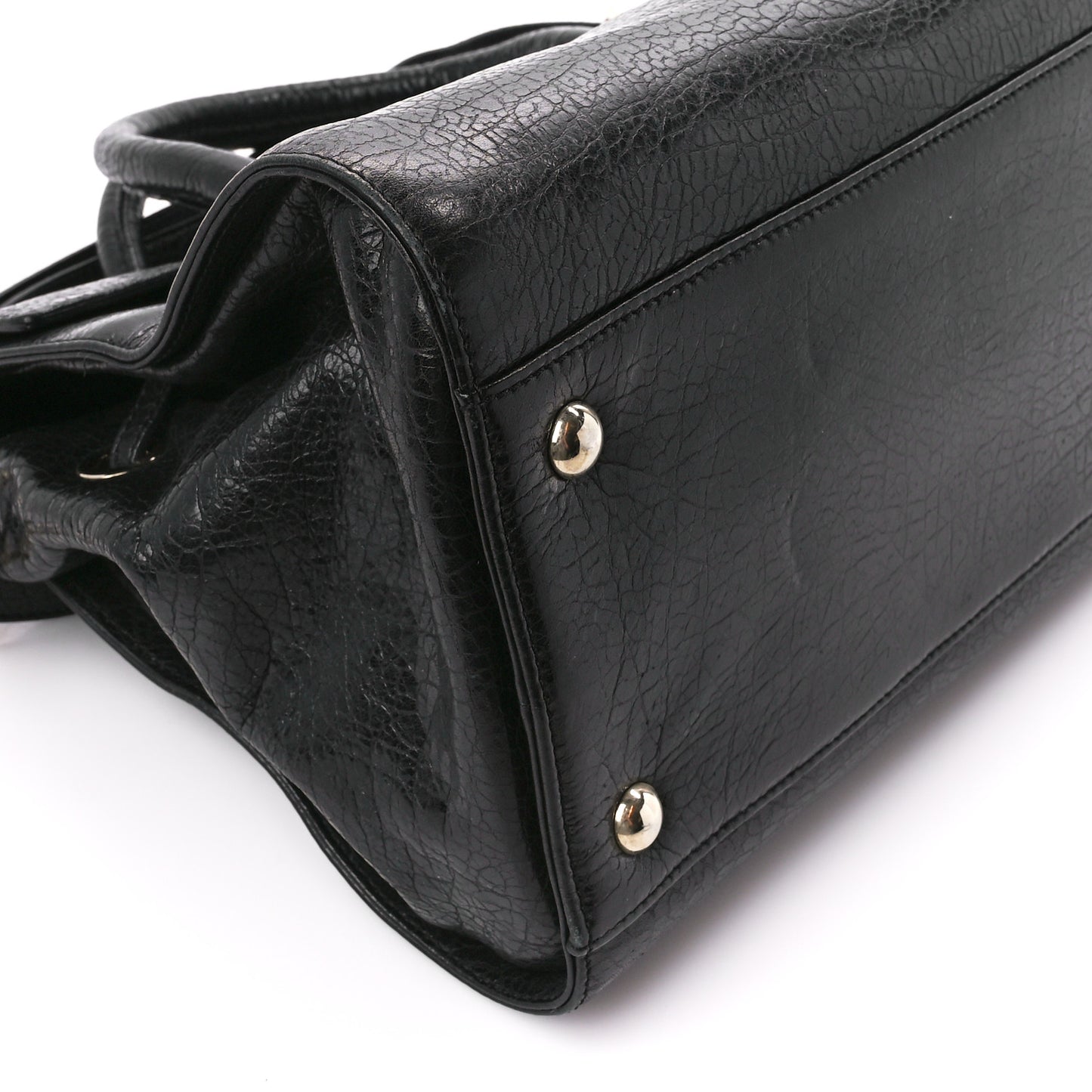 Grainy Calfskin Rosalie Satchel Black