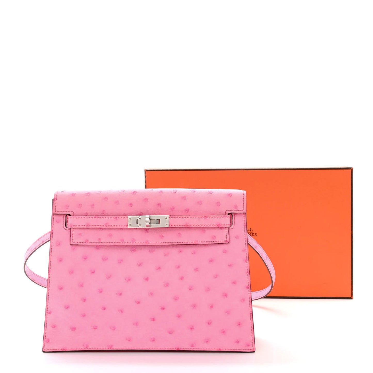 Ostrich Kelly Danse II Belt Bag Rose Bubblegum