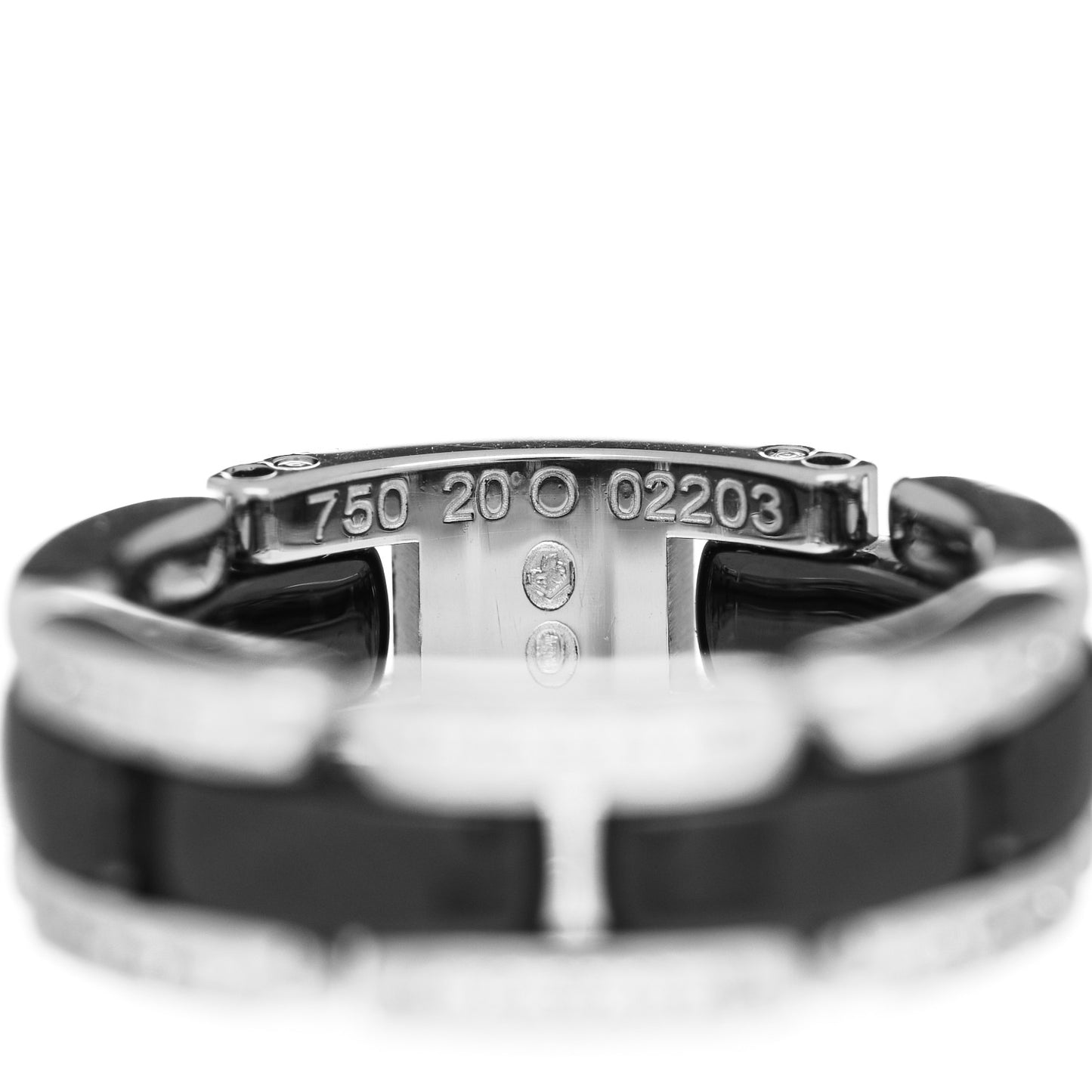 18K White Gold Ceramic Diamond Medium Ultra Ring Black 54 6.75