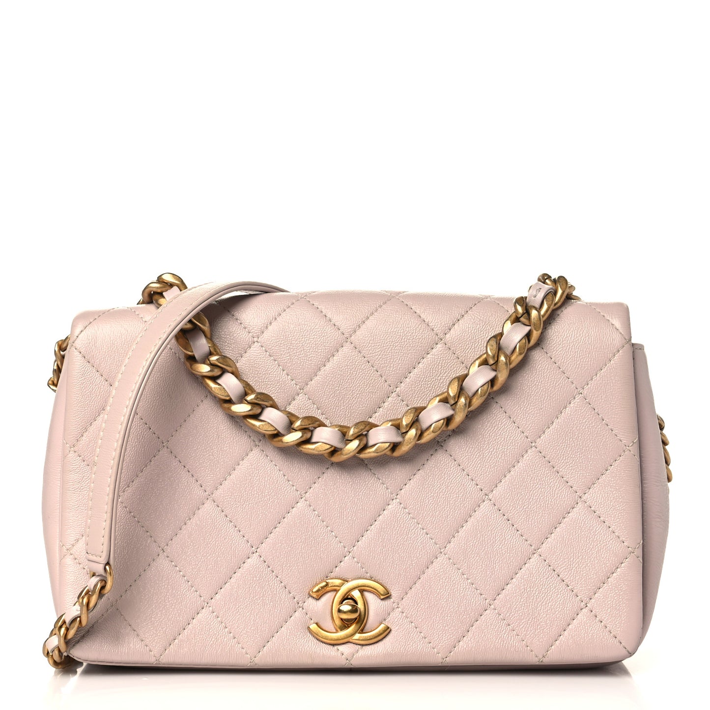 Shiny Lambskin Quilted Medium Fashion Therapy Flap Bag Lilac