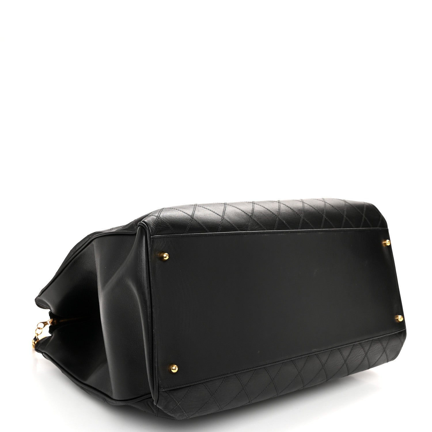 Chanel Calfskin Stitched XL Weekender Black 4 of 12