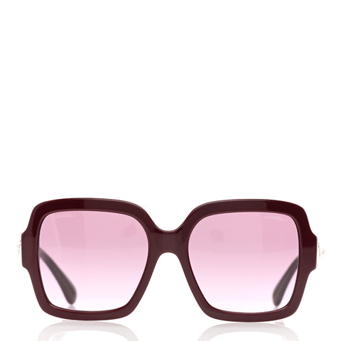 Acetate Charms Pearl Square Sunglasses 5479-A Burgundy