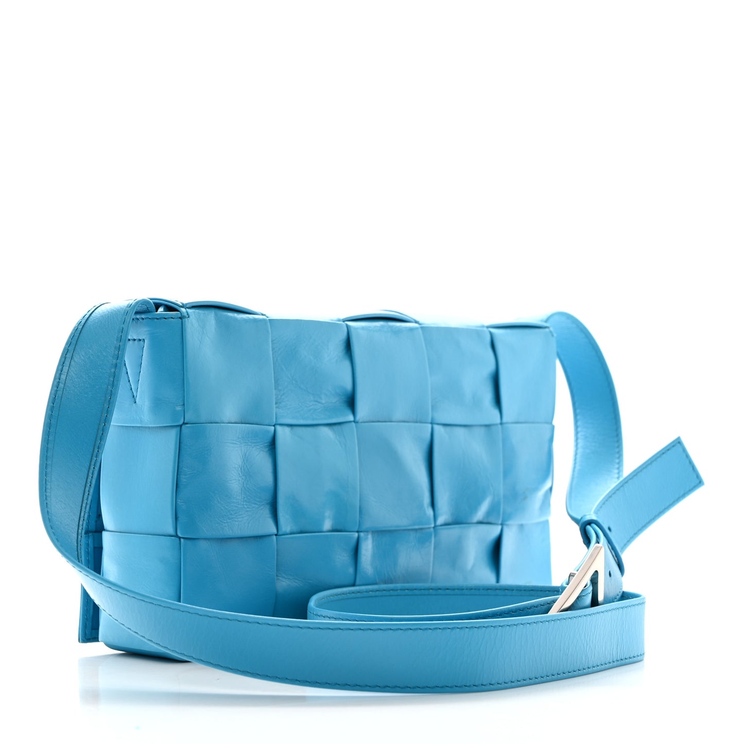 Paper Calfskin Maxi Intreccio Cassette Crossbody Bag Pool