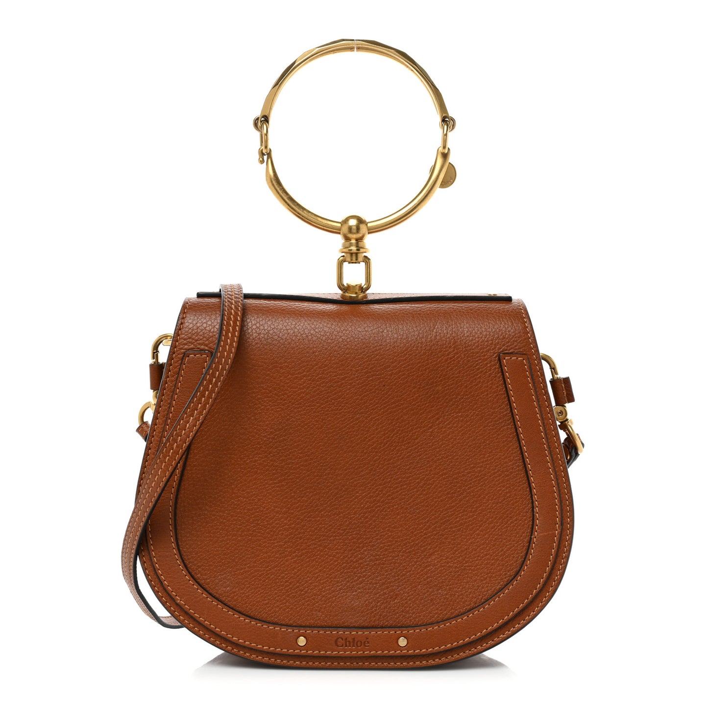 Calfskin Suede Medium Nile Bracelet Bag Caramel