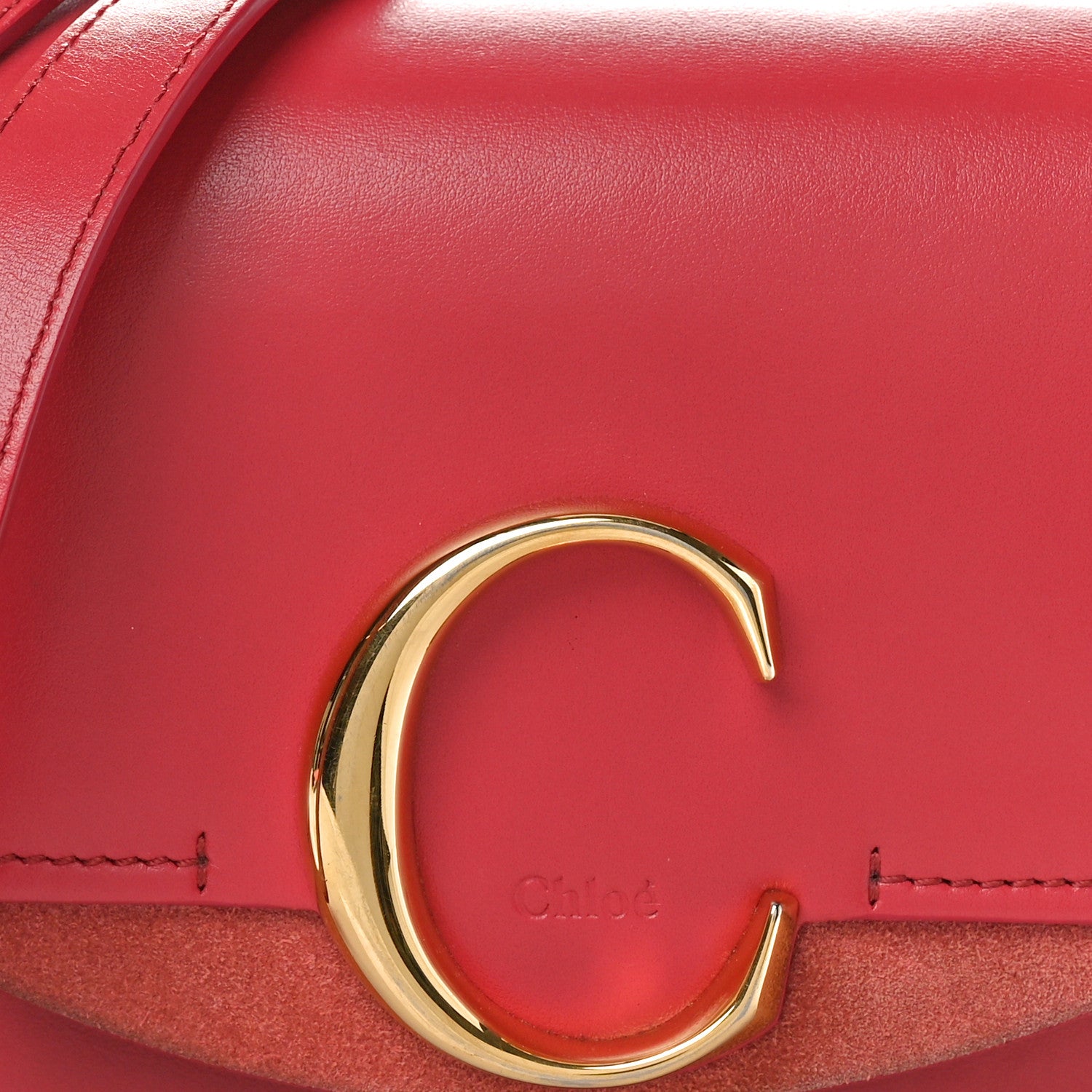 Chloe Shiny Calfskin Suede Mini C Double Carry Scarlet Pink 7 of 10