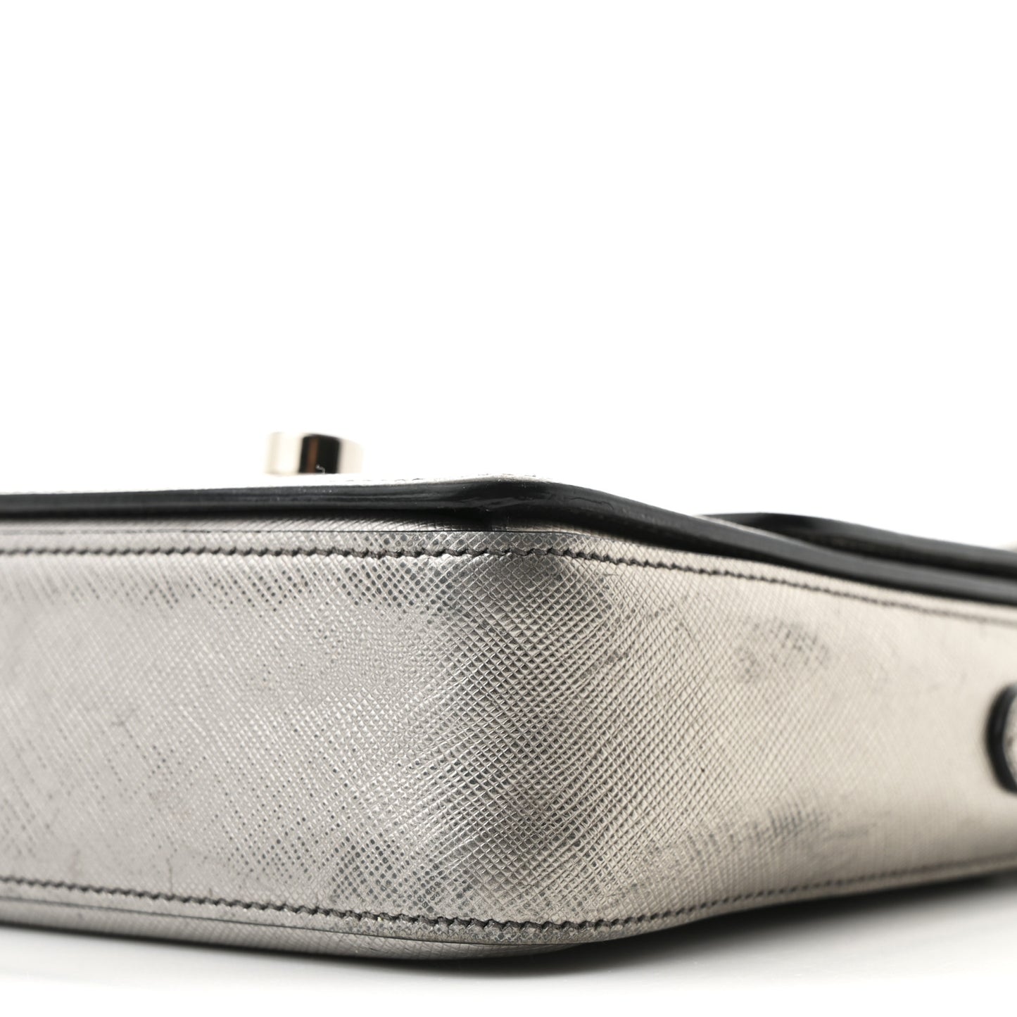 Metallic Saffiano Lux Sound Crossbody Bag Cromo