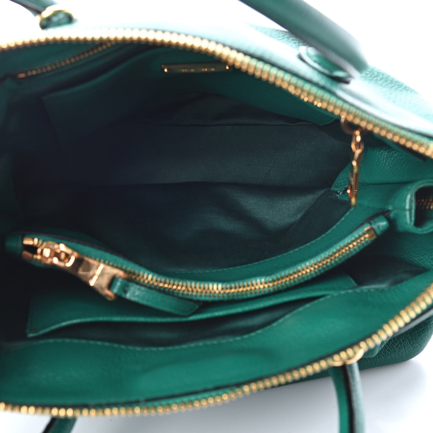 Miu Miu Goatskin Madras Zip Tote Green 5 of 9